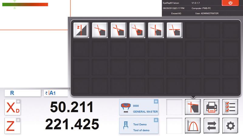 Beispiel einiger EyeRay-Funktionen und Aufbau der Icons. (Bild: Brütsch/Rüegger)