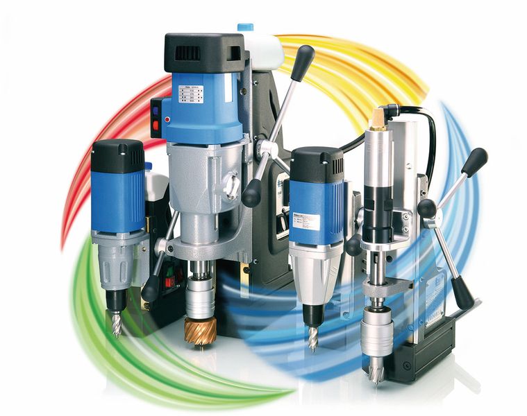 Moderne Magnet-Kernbohrmaschinen: ab 10 kg bei 32 mm Bohrleistung und innenliegender Kabel und Kühlmittelzufuhr. (Bild: BDS)