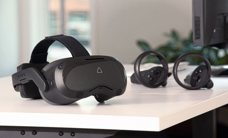 Der Rahmen der VR-Brille des Focus 3 Headsets von Vive besteht aus einer Magnesiumlegierung, die um 20 Prozent leichter und 500 Prozent stabiler als herkömmliche, in VR-Headsets verwendete Kunststoffe ist. (HTC Vive)