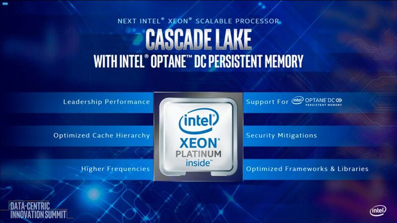 Die Prozessoren vom Typ Cascade Lake werden voraussichtlich im 14nm++-Verfahren gefertigt und sollen noch in diesem Jahr für den Servermarkt verfügbar sein. (Bild: Intel)