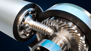 Der hochübersetzende Radsatz besteht aus Schnecke und spiralverzahntem Rad. Im Vergleich zu klassischen Getriebevarianten werden Bauraum und Gewicht eingespart. (Bild: Franz Morat)