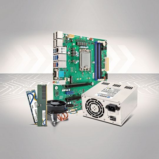 Power+Board-Bundle für die 12. Generation Intel Core (Alder Lake“), bestehend aus Stromversorgung, Mainboard und Zubehör in Industriequalität. Power+Board-Bundle für die 12. Generation Intel Core (Alder Lake“), bestehend aus Stromversorgung, Mainboard und Zubehör in Industriequalität.