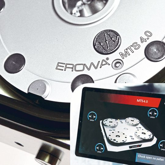 Das Nullpunkt-Spannsystem MTS 4.0 für die Smart Factory sorgt für höchste Prozesssicherheit durch permanente Spannfutterüberwachung.(Bild:  Erowa)