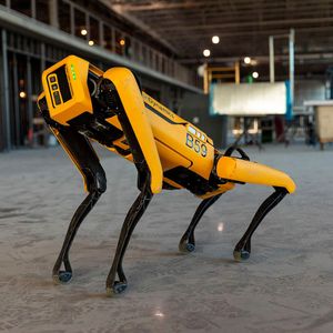 Das ist ein „Spot“-Roboter von Boston Dynamics, der mit anderen Typen jetzt die Logistik bei der Otto Group in die Zukunft führen soll.(Bild:  Boston Dynamics)