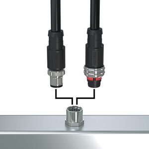 Zukunftsorientiert gestalten: Die M12-Duo-Kontur erlaubt eine flexible Feldverdrahtung mit bewährten M12-Schraubsteckverbindern (links) oder der neuen Push-Pull-Schnellverriegelung (rechts).(Bild:  Phoenix Contact Electronics GmbH)
