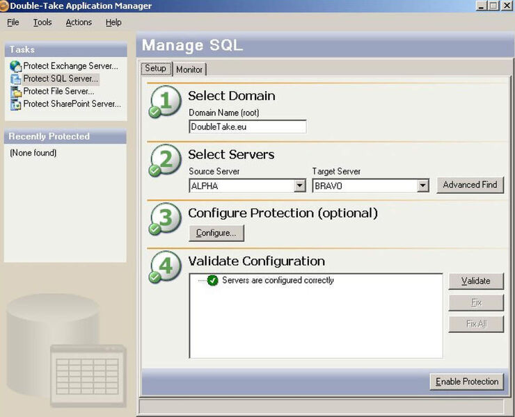 Der Application Manager von Double Take: Mit der Replikations-Software lassen sich auch Exchange- oder SQL-Server ohne großen installationsaufwand absichern. Auch geöffnete Files oder komplexe Dateistrukturen werden zuverlässig repliziert. (Archiv: Vogel Business Media)