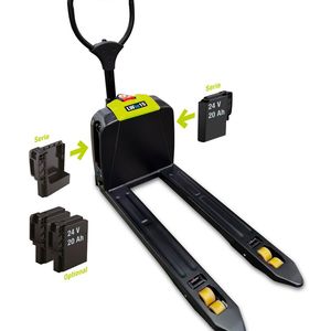 Der Clark-Niederhubwagen Lwio15 verfügt serienmäßig über eine 24-Volt-Batterie mit 20 Amperestunden sowie über ein Ablagefach, in welchem optional eine zweite Batterie untergebracht werden kann.(Bild:  Clark Europe)