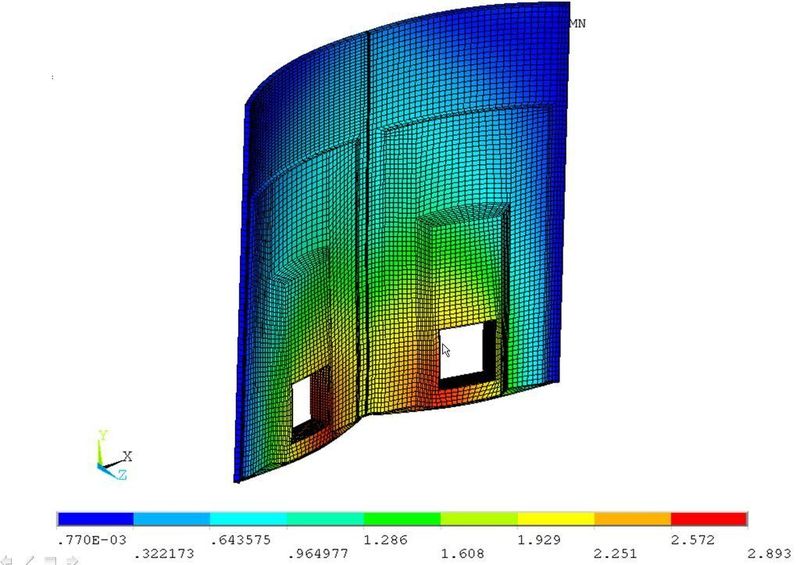Die Finite-Elemente-Simulation der Torverschiebung unter Maximallast zeigt, dass die Verformung des Tores aus FVK äußerst gering ist und der Spezifikation in vollem Umfang entspricht. (Archiv: Vogel Business Media)