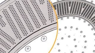 Coperions neu entwickelte Lochplatte UG 750W füllt die zuvor bestehende Lücke bei der Unterwasser-Polyolefingranulieren zwischen 55 t/h und 82 t/h, wie es heißt. Die besondere Legierung aus der die Lochplatte bestehe, mache sie korrosionsfest und verdopple die bisher erreichbare Standzeit. (Coperion)