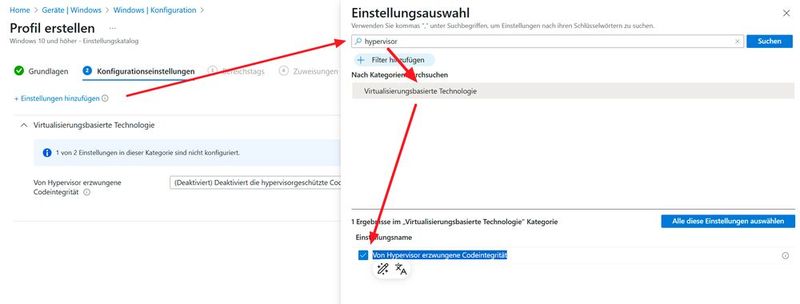 Aktivieren von Virtual Based Security in Windows 11 über eine Intune-Richtlinie. (Bild: Joos)