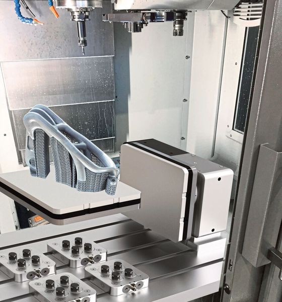 Die Ball-Lock-Spannfutter erzeugen pneumatisch bis zu 40 kN Spannkraft, so dass eine hohe Zerspanungsleistung ermöglicht wird. (pL Lehmann)