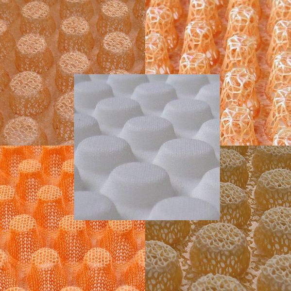 Die Kombinationsvielfalt aus geeignetem Textil, passendem Harzsystem und Noppengeometrie ermöglicht die Herstellung sehr unterschiedlicher Kernvarianten. Im Vergleich zu Honigwabenkernen ist eine anwendungsorientiertere Auslegung möglich. (Bild: Innomat)