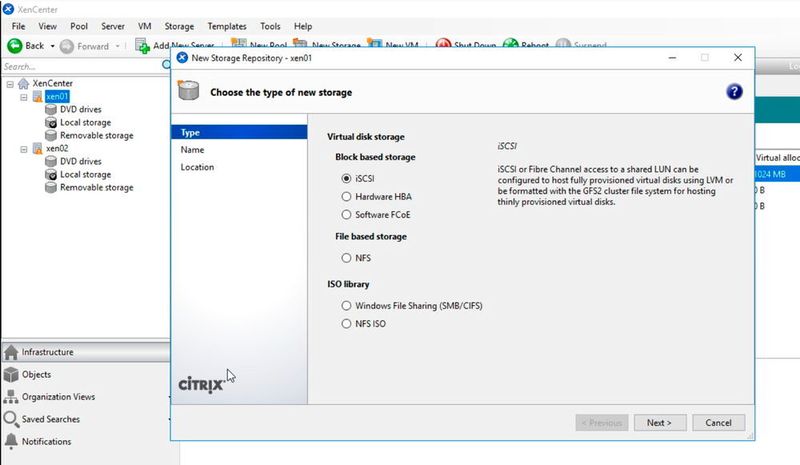 Anbinden von Storage an XenServer. (Citrix / Joos)