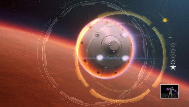 Der Abstieg zur Marsoberfläche beginnt. Der Marsrover 