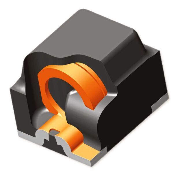 Bild 2: Das Schnittbild verdeutlicht das neue Design. Das ferromagnetische Kunststoff-Compound bildet Spulenkern und Gehäuse gleichzeitig.  (TDK Electronics)