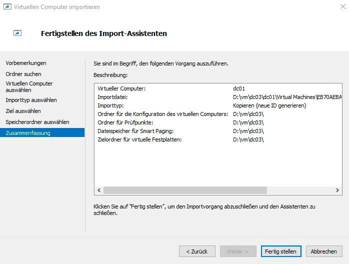 Importieren eines neuen, geklonten Domänencontrollers. (Bild: Microsoft / Joos)