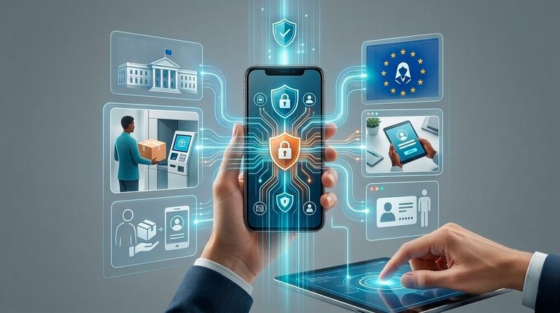 Die European Digital Identity Wallet ist eine digitale Brieftasche, die von der Europäischen Union eingeführt wird. Sie kann unter anderem digitale Dokumente wie den Personalausweis und Führerschein speichern, digitale Zahlungen freigeben und Verträge elektronisch unterschreiben.(Bild:  Gemini / Vogel IT-Medien GmbH / KI-generiert)