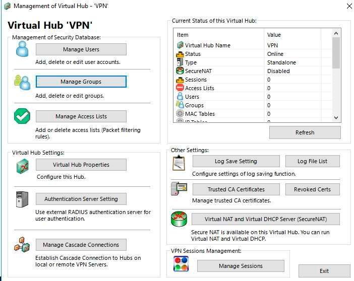 In der grafischen Oberfläche lassen sich auch komplexe Szenarien umsetzen. (Joos / SoftEther VPN)