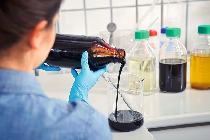 Das aufkonzentrierte Endprodukt HMF. (© Universität Hohenheim, Max Kovalenko)