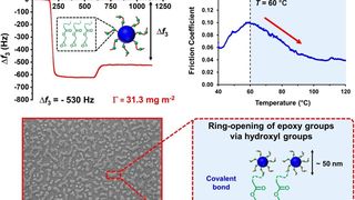 So arbeitet das neue Schmiermittel, dessen Nanopartikel durch Epoxy funktionalisiert sind. Letztere haften durch chemische Adhäsion stark auf Edelstahl. Auch die im Motor herrschenden Temperaturen halten sie aus, beweisen Tests. (Bild: Wiley-VCH)