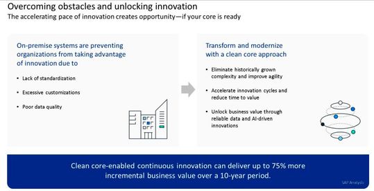 Die Migration in die SAP-Cloud kann deutliche Vorteile mit sich bringen, was Standardisierung angeht.(Bild:  Joos - SAP)
