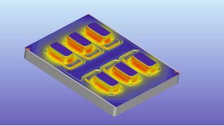 Tiefgezogener Blister vor der Optimierung mit  erkennbaren Dünnstellen. (Inpac)