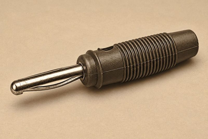 Bananenstecker:  Richard Hirschmann entwickelte in den 1920er-Jahren eine Steckverbindung für die aufkommende Rundfunktechnik und Radiobastler. Er legte damit den Grundstein für sein Unternehmen und einen Kontakt, der bis heute in Laboren und Messgeräten zu finden ist.(Bild:  Dall-E / KI-generiert)