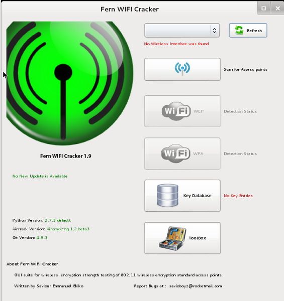 Über „Applications\Kali Linux\Wireless Attacks“ sind verschiedene Angriffstools für WLANs zu finden. Das Tools „fern-wifi-cracker“ im Menü „802.11 Wireless Tools“ bietet eine grafische Oberfläche für das Hacken von Zugangsdaten unsicherer WLANs an. (Bild: Thomas Joos)