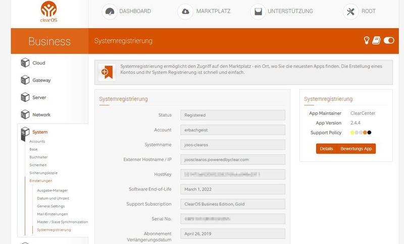 Im Dashboard werden die einzelnen Serverdienste angezeigt und können verwaltet werden. (Clear / Joos)