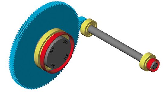 (Darstellung des einstufigen Getriebe des elektrisch betriebenen Rennwagens in der Software Kisssys. Bild: Kisssoft)