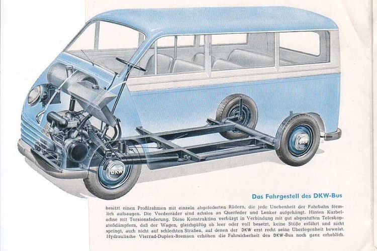 Ein überaus populäres Konzept: Der Schnellaster mit seinem querliegenden Frontantrieb und tiefliegenden Chassis war eine gute Ausgangsbasis für Ausführungen und Aufbauten unterschiedlichster Art – Kleinbus, Kastenwagen, Kombi, Pritsche (auch als Kipper), Tiefladerpritsche, Verkaufswagen, Krankenwagen, Viehtransporter usw. (Foto: DKW)