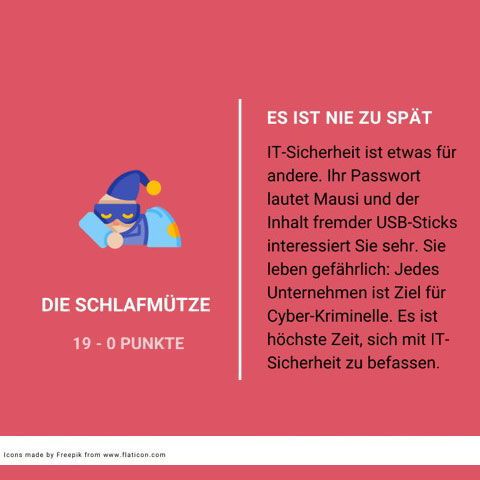 0 - 19 Punkte: Die Schlafmütze. Au weia. Haben Sie schon mal nachgeschaut, ob es nicht vielleicht seltsamerweise Eins-zu-Eins-Kopien ihrer eigentlich exklusiven Maschinen auf dem Weltmarkt gibt? (Dell Technologies)