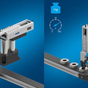 Schunk-ELP-Linearmodule passen ihr Bewegungsprofil mithilfe der Auto-Learn-Technologie selbstständig an das jeweilige Teilegewicht an.
