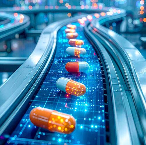 The pharmaceutical industry is adopting next-gen technologies such as AI, Digital Twins, Supercomputers, and Quantum Computing to enhance production processes, efficiency and even transform the future of drug development.(Source: ©  Thachakrit - stock.adobe.com)