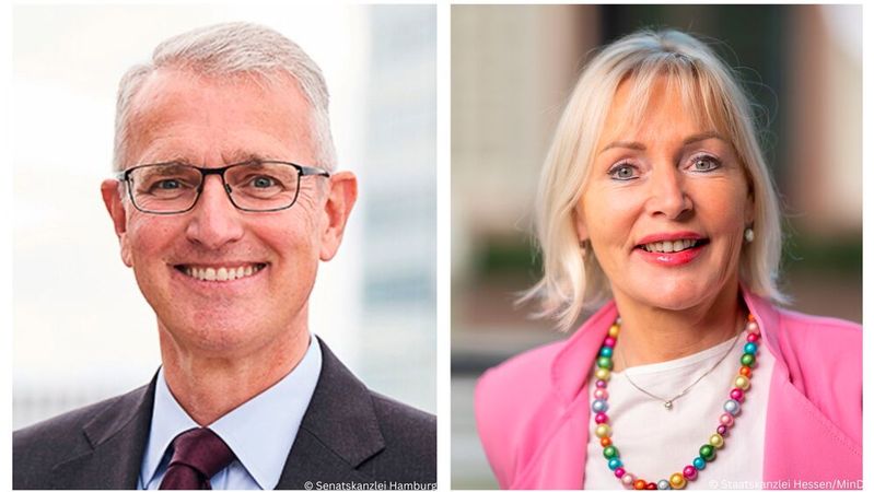 Christian Pfromm, Chief Digital Officer (CDO) in Hamburg und Prof. Dr. Krisitina Sinemus, Hessische Ministerin für Digitalisierung und Innovation. (Bild:  © Canva / Senatskanzlei Hamburg / Staatskanzlei Hessen, MinD)