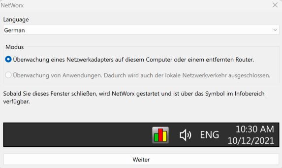 Beim Start von SoftPerfect Networx wird der Netzwerkadapter ausgewählt. Das kann aber jederzeit geändert werden. (Bild: Joos - SoftPerfect)