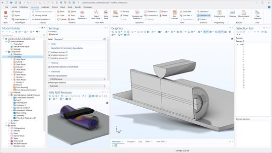 Rechenzeit halbieren: Mit der Funktion Reduction for Symmetry Boundaries in Comsol Multiphysics werden Symmetrien effizient genutzt.(Bild:  Comsol)