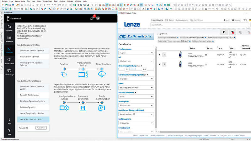 Über Konfiguratoren wie den Lenze Easy Product Finder gelangen Anwender des Portals in wenigen Schritten zu einem geeigneten Gerät für ihre Anwendung. (Eplan)