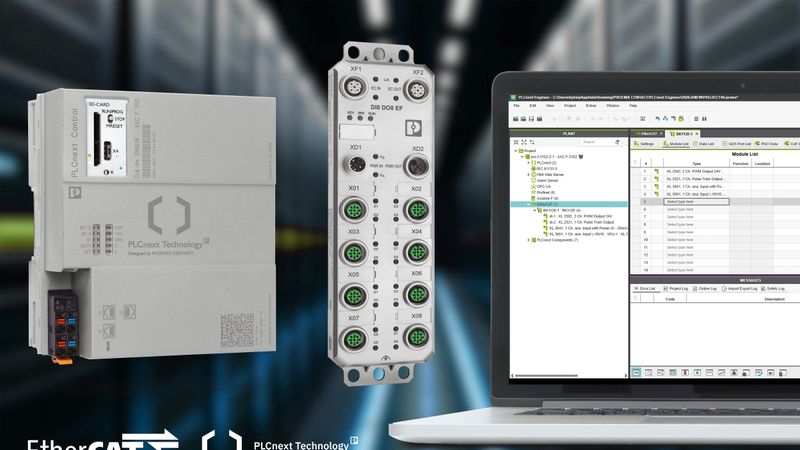Phoenix Contact stellt ein aufeinander abgestimmtes Produktportfolio für den Einsatz des Ethercat-Protokolls bereit.(Bild:  Phoenix Contact)