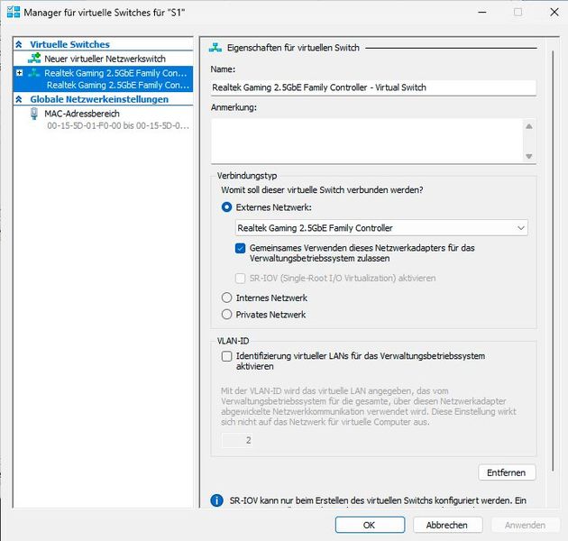 Verwalten der virtuellen Switches im Hyper-V-Manager. (Bild: Joos | Microsoft)