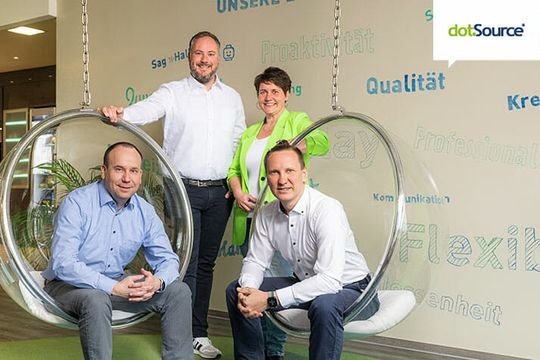 Die Geschäftsführung von dotSource (v.l.n.r.): Frank Ertel, Christian Grötsch, Janine Bohnenberg und Christian Malik.(dotSource SE)