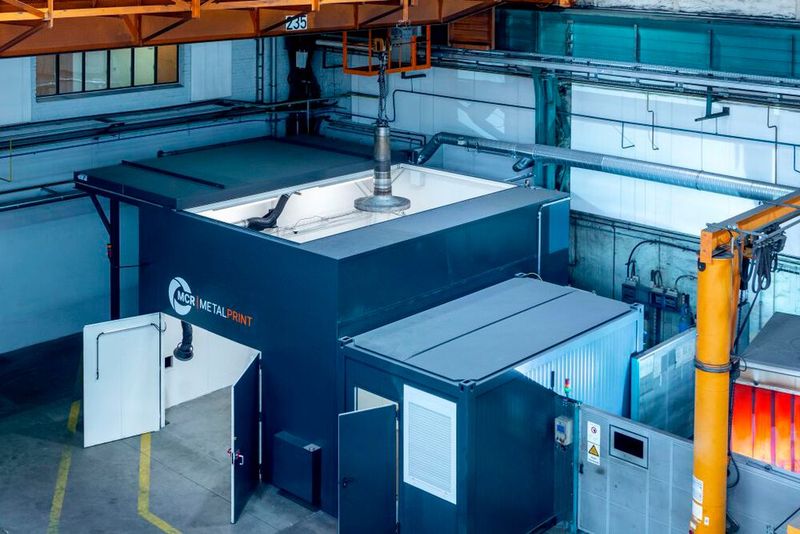 Außenansicht des Containers der Laserschweißanlage von MCR Engineering. Hier können großdimensionale Bauteile mit Abmessungen bis zu 8 m x 2 m x 2 m und 20 t Gewicht additiv gefertigt werden. (Bild:  LEAG / Andreas Franke)