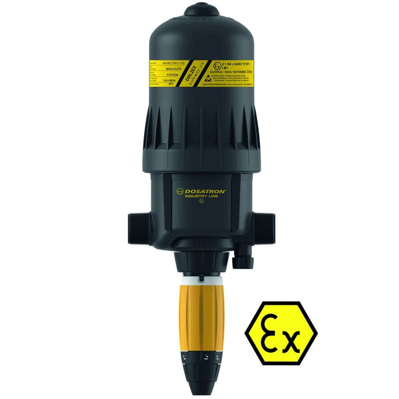 Um den Proportionaldosierers auch in anderen Industriezweigen anzuwenden und auszubauen, gibt es einige zertifizierte Modelle des Dosatrons auch für den Atex-Bereich in den Zonen 0,1 und 2. 