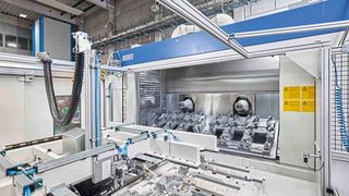 Die G520F - im Einsatz bei Druckguss Westfalen zur Bearbeitung von Aluminiumgehäusen für die Automobilindustrie. (Bild: Grob)