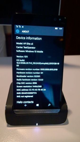 Hohe Auflösung: Das HP Elite x3 stellt 1.440 x 2.560 Bildpunkte dar. Der Screen ist  durch Gorilla Glass 4 geschützt, das Smartphone selbst ist staub- und wasserdicht. (Bild: Vogel-IT)
