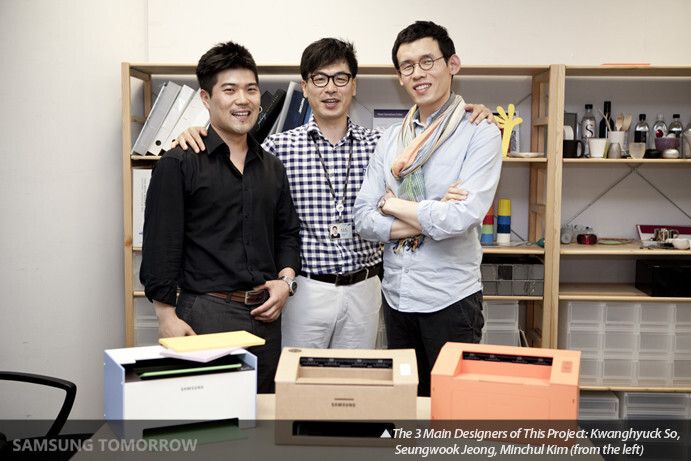 Das Designerteam der drei erfolgreichen Drucker (v.l.): Kwanghyuck So, Seungwook Jeong und Minchul Kim (Samsung)