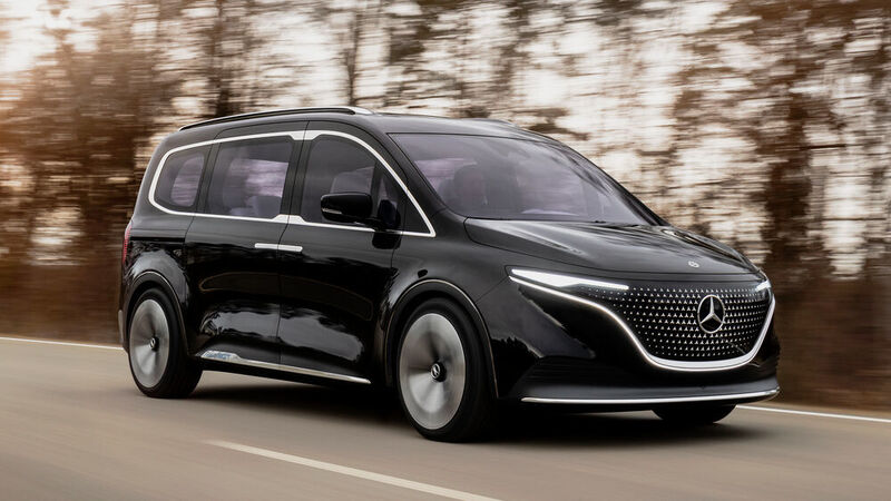 Das Konzept-Fahrzeug soll eins unmissverständlich zeigen: Der EQT ist kein nur umgelabelter Renault Kangoo. (Mercedes)