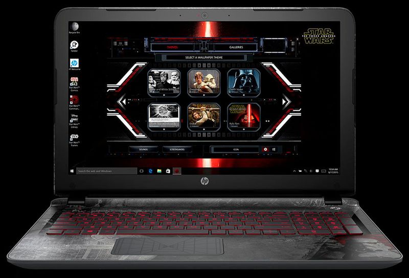 Die Star-Wars-Version des Pavilion Gaming kommt mit einer optisch angepassten Windows-10-Version mit Star-Wars-Icons. (Bild: HP)