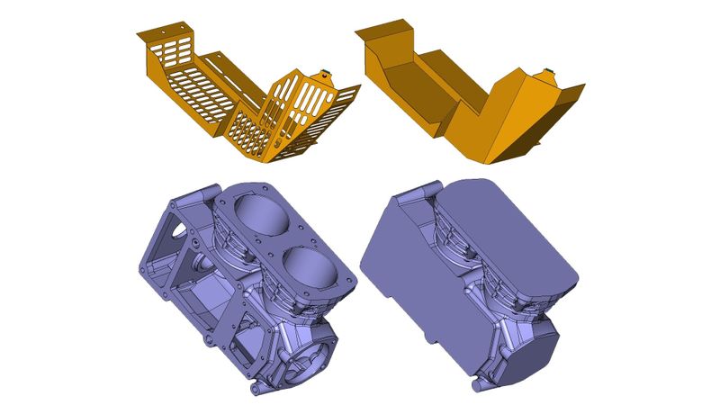 Vor und nach der Vereinfachung komplexer CAD-Modelle mit dem 3D_Kernel_IO Simplifier. (Bild:  CoreTechnologie GmbH)