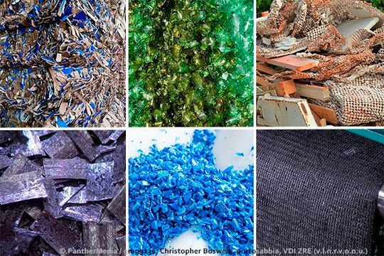Die Datenbank des VDI ZRE enthält neue Materialkategorien und Verwendungsmöglichkeiten von Wertstoffen.(Bild:  PantherMedia / gmg9130; Christopher Boswell;  portosabbia, VDI ZRE (v.l.n.r.v.o.n.u.))
